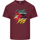 Torn Mozambique Flag Mozambican Day Football Mens Cotton T-Shirt Tee Top Maroon