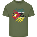 Torn Mozambique Flag Mozambican Day Football Mens Cotton T-Shirt Tee Top Military Green