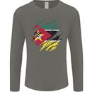 Torn Mozambique Flag Mozambican Day Football Mens Long Sleeve T-Shirt Charcoal
