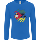 Torn Mozambique Flag Mozambican Day Football Mens Long Sleeve T-Shirt Royal Blue