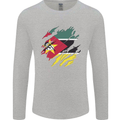 Torn Mozambique Flag Mozambican Day Football Mens Long Sleeve T-Shirt Sports Grey