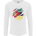 Torn Mozambique Flag Mozambican Day Football Mens Long Sleeve T-Shirt White