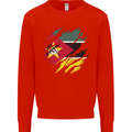 Torn Mozambique Flag Mozambican Day Football Mens Sweatshirt Jumper Bright Red