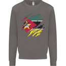 Torn Mozambique Flag Mozambican Day Football Mens Sweatshirt Jumper Charcoal