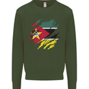 Torn Mozambique Flag Mozambican Day Football Mens Sweatshirt Jumper Forest Green