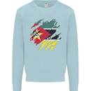 Torn Mozambique Flag Mozambican Day Football Mens Sweatshirt Jumper Light Blue