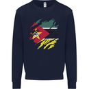 Torn Mozambique Flag Mozambican Day Football Mens Sweatshirt Jumper Navy Blue
