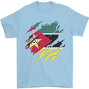 Torn Mozambique Flag Mozambican Day Football Mens T-Shirt 100% Cotton Light Blue