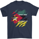 Torn Mozambique Flag Mozambican Day Football Mens T-Shirt 100% Cotton Navy Blue