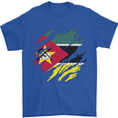 Torn Mozambique Flag Mozambican Day Football Mens T-Shirt 100% Cotton Royal Blue