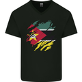 Torn Mozambique Flag Mozambican Day Football Mens V-Neck Cotton T-Shirt Black
