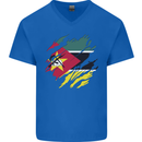 Torn Mozambique Flag Mozambican Day Football Mens V-Neck Cotton T-Shirt Royal Blue