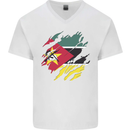 Torn Mozambique Flag Mozambican Day Football Mens V-Neck Cotton T-Shirt White