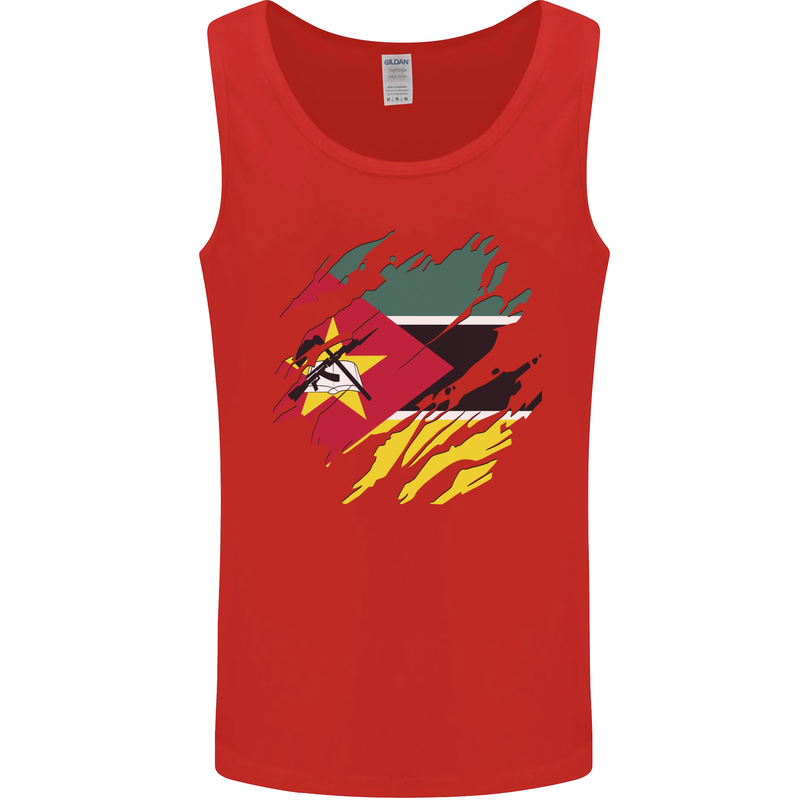 Torn Mozambique Flag Mozambican Day Football Mens Vest Tank Top Red