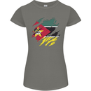 Torn Mozambique Flag Mozambican Day Football Womens Petite Cut T-Shirt Charcoal