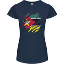 Torn Mozambique Flag Mozambican Day Football Womens Petite Cut T-Shirt Navy Blue