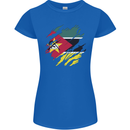 Torn Mozambique Flag Mozambican Day Football Womens Petite Cut T-Shirt Royal Blue