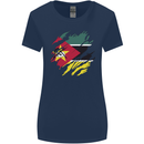 Torn Mozambique Flag Mozambican Day Football Womens Wider Cut T-Shirt Navy Blue