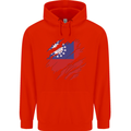 Torn Myanmar Flag Burmese Day Football Childrens Kids Hoodie Bright Red