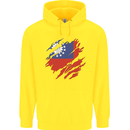 Torn Myanmar Flag Burmese Day Football Childrens Kids Hoodie Yellow