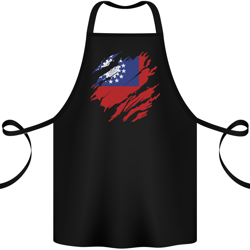 Torn Myanmar Flag Burmese Day Football Cotton Apron 100% Organic Black