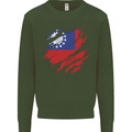 Torn Myanmar Flag Burmese Day Football Kids Sweatshirt Jumper Forest Green
