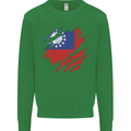 Torn Myanmar Flag Burmese Day Football Kids Sweatshirt Jumper Irish Green