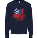 Torn Myanmar Flag Burmese Day Football Kids Sweatshirt Jumper Navy Blue