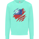 Torn Myanmar Flag Burmese Day Football Kids Sweatshirt Jumper Peppermint