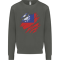Torn Myanmar Flag Burmese Day Football Kids Sweatshirt Jumper Storm Grey