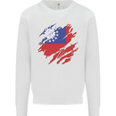 Torn Myanmar Flag Burmese Day Football Kids Sweatshirt Jumper White