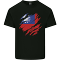Torn Myanmar Flag Burmese Day Football Kids T-Shirt Childrens Black