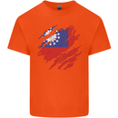 Torn Myanmar Flag Burmese Day Football Kids T-Shirt Childrens Orange