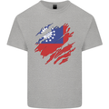 Torn Myanmar Flag Burmese Day Football Kids T-Shirt Childrens Sports Grey