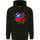 Torn Myanmar Flag Burmese Day Football Mens 80% Cotton Hoodie Black