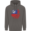 Torn Myanmar Flag Burmese Day Football Mens 80% Cotton Hoodie Charcoal