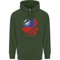 Torn Myanmar Flag Burmese Day Football Mens 80% Cotton Hoodie Forest Green