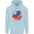 Torn Myanmar Flag Burmese Day Football Mens 80% Cotton Hoodie Light Blue