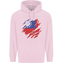 Torn Myanmar Flag Burmese Day Football Mens 80% Cotton Hoodie Light Pink