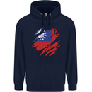 Torn Myanmar Flag Burmese Day Football Mens 80% Cotton Hoodie Navy Blue