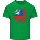 Torn Myanmar Flag Burmese Day Football Mens Cotton T-Shirt Tee Top Irish Green