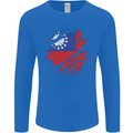 Torn Myanmar Flag Burmese Day Football Mens Long Sleeve T-Shirt Royal Blue