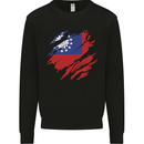 Torn Myanmar Flag Burmese Day Football Mens Sweatshirt Jumper Black