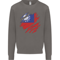 Torn Myanmar Flag Burmese Day Football Mens Sweatshirt Jumper Charcoal