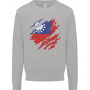 Torn Myanmar Flag Burmese Day Football Mens Sweatshirt Jumper Sports Grey