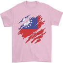 Torn Myanmar Flag Burmese Day Football Mens T-Shirt 100% Cotton Light Pink