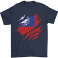 Torn Myanmar Flag Burmese Day Football Mens T-Shirt 100% Cotton Navy Blue