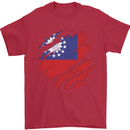 Torn Myanmar Flag Burmese Day Football Mens T-Shirt 100% Cotton Red