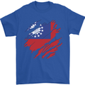Torn Myanmar Flag Burmese Day Football Mens T-Shirt 100% Cotton Royal Blue