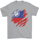 Torn Myanmar Flag Burmese Day Football Mens T-Shirt 100% Cotton Sports Grey